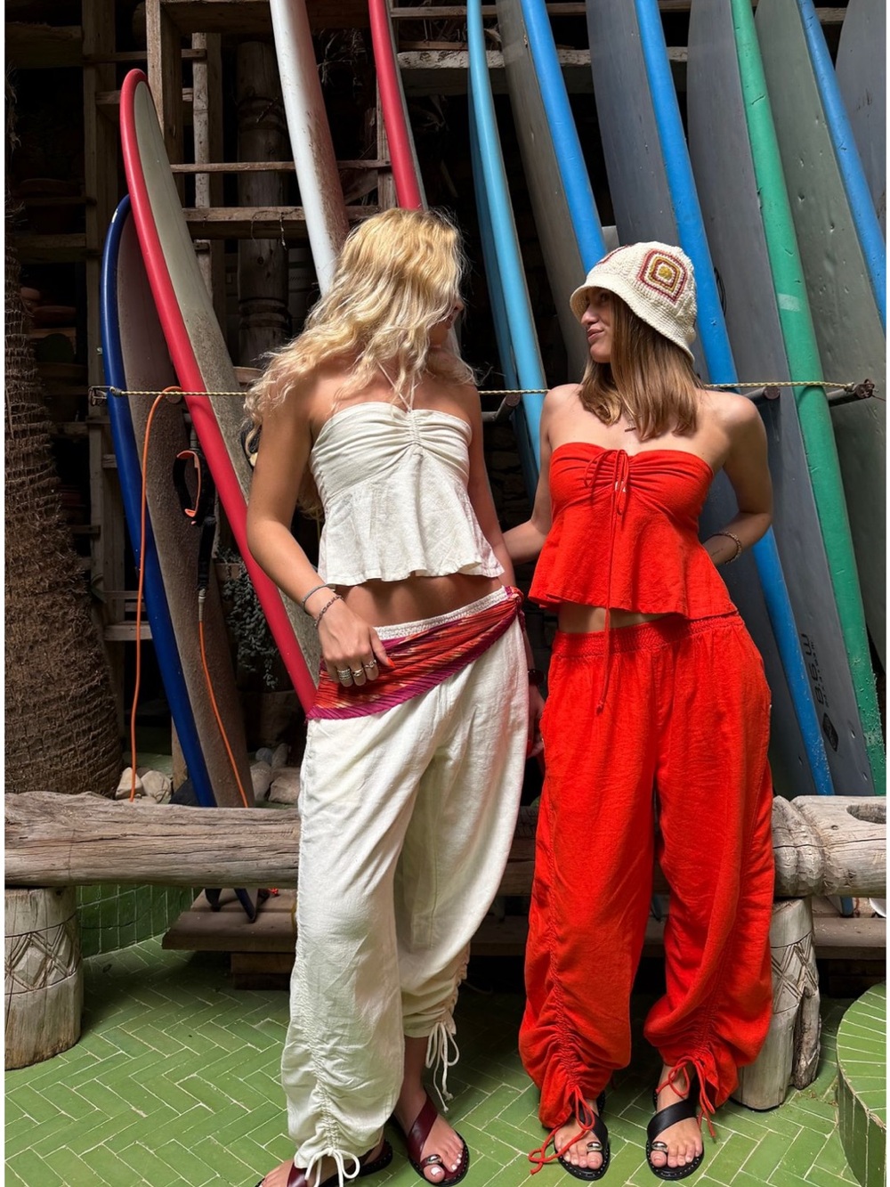 Women's Cream Drawstring Cropped Pants & Halter Top Set - Picture 6 of 6